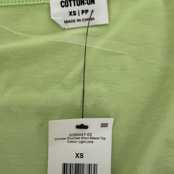 Cotton On Lime Ruched Tie-Side Scoop Crop Top - Picture 2 of 4